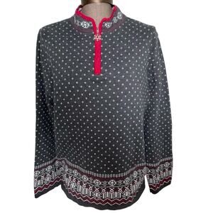 Breckenridge Snowflake 1/4 Sweater Women's Size XL Gray Fair Isle Winter